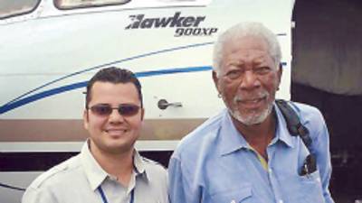 Morgan Freeman a su llegada a Nicaragua.