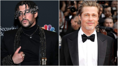 El cantante Bad Bunny y el actor Brad Pitt.