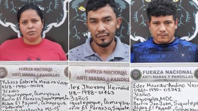 Los tres fueron capturados por la Fuerza Nacional Antimaras y Pandillas (FNAMP).