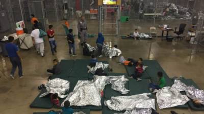 A view of inside U.S. Customs and Border Protection (CBP) detention facility shows children at Rio Grande Valley Centralized Processing Center in Rio Grande City, Texas, U.S., June 17, 2018. Picture taken on June 17, 2018. Courtesy CBP/Handout via REUTERS ATTENTION EDITORS - THIS IMAGE HAS BEEN SUPPLIED BY A THIRD PARTY. - RC174C9B4E40