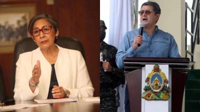 Fotografías de la diputada Maribel Espinoza y el expresidente Juan Orlando Hernández.