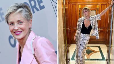 Sharon Stone publicó una fotografía en su Instagram, captada en un elevador, donde se le ve el fuerte hematoma que sufrió en el rostro.