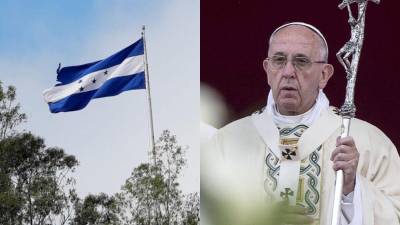 Collage del papa Francisco y la bandera nacional de Honduras.