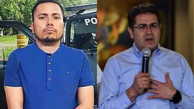 Fotografía que muestra a Magdaleno Meza y Juan Orlando Hernández.