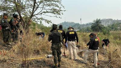 Equipo con la Fiscalía Especial de Delitos Contra la Vida (FEDCV), la Agencia Técnica de Investigación Criminal (ATIC) y la Policía Militar en el lugar del hallazgo.