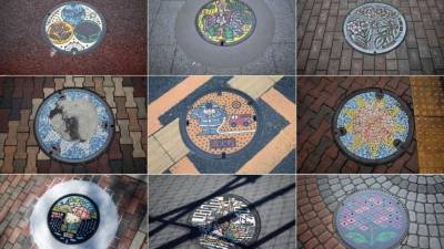 Unos 12 mil diseños de tapas de alcantarillas engalan las calles de las ciudades japonesas.