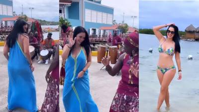 Video: Actriz venezolana Scarlet Ortiz baila punta en su visita a Roatán