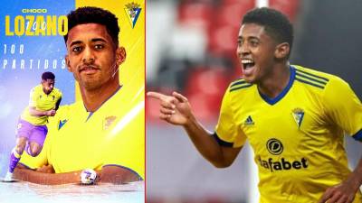 ‘Choco’ Lozano cumplió el centenar de partidos jugando con el Cádiz de España