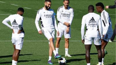 Karim Benzemá alista su regreso a las canchas contra Osasuna. Aquí en la práctica de este sábado.