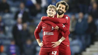 Mohamed Salah entró de cambio al minuto 68 y marcó un hat-trick para sellar la goleada del Liverpool al Rangers.