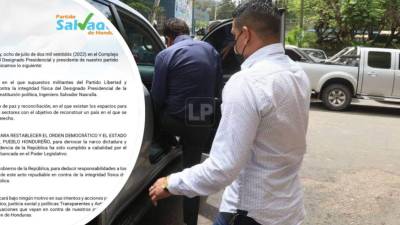 Nasralla tuvo que ser resguardado por miembros de su seguridad personal y posteriormente abordar su vehículo y salir del lugar donde protestaban los presuntos militantes del Partido Libre.
