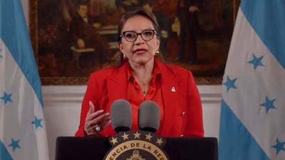 Xiomara Castro, presidenta de Honduras, en una conferencia de prensa.