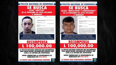 Alias “Raptor” y “Malechor”, presuntos miembros de la Pandilla 18.