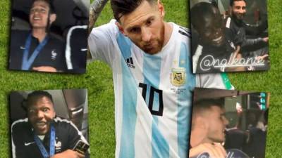 Messi fue recordado por algunos jugadores franceses en pleno festejo. FOTO OLÉ.