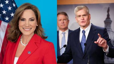 El senador de Estados Unidos, Bill Cassidy, y la representante de Estados Unidos, María Elvira Salazar,.