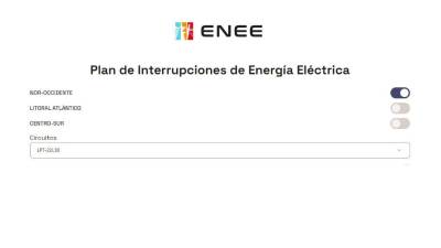 Interfaz para ver el “Plan de Interrupciones” de la Enee.