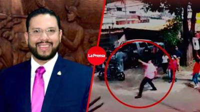 El diputado fue captado lanzando piedras al edificio de Ciudad Mujer.