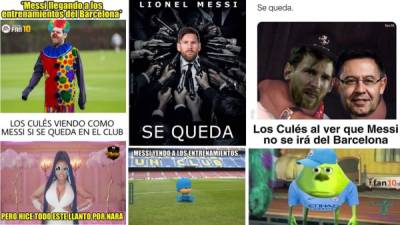 Los divertidos memes que ha dejado la deicisión de Lionel Messi de seguir en el Barcelona. Las burlas se ceban con el astro argentino.