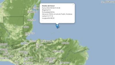 El sismo ocurrió a las 7:25 de la mañana, hora de Honduras.