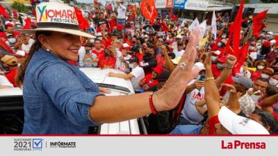 Xiomara Castro, candidata presidencial de la coalición política entre el Partido Libre, PSH y PINU-SD.