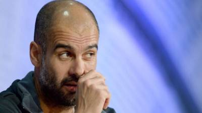 Pep Guardiola en rueda de prensa.