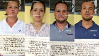 De izquierda a derecha: Dunia Catalina Cruz, Dunia Larissa Isaula, José Alfredo Isaula Cruz y Kristian Josué Cruz.