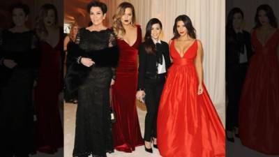 Jenner, Khloe Kardashian, Kourtney Kardashian y Kim Kardashian en la fiesta que realiza Elton John después de los Oscar a favor del Sida.