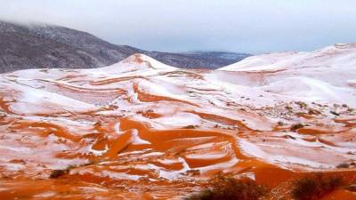 El inusual espectáculo se produjo esta semana en la parte del Sahara ubicada el Argelia.