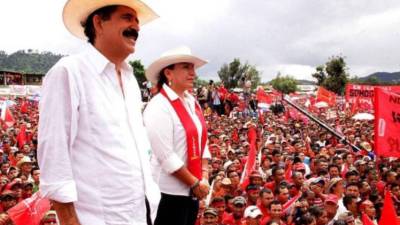 Manuel Zelaya Rosales y Xiomara Castro, figuras representativas de Libre. Imagen de archivo.