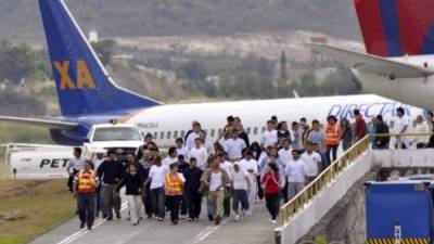Foto archivo. Deportados arribando a San Pedro Sula.