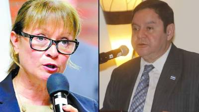 Consuelo Vidal, de la ONU en Honduras; el titular de la Corte, Jorge Rivera Avilés