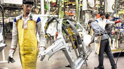 Una fábrica de Volkswagen en Chakan, India.