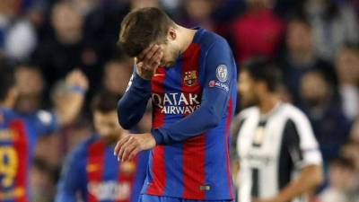 Piqué durante el duelo ante la Juve.