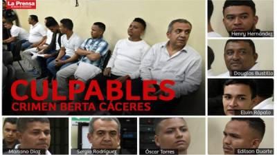 Los siete acusados por el crimen de la ambientalista hondureña Berta Cáceres.