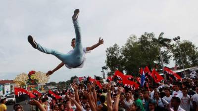 Sandinistas festejan en Managua el 'Día de la alegría' (EFE).