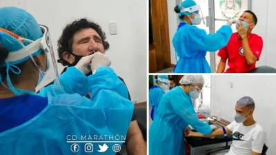 Futbolistas y cuerpo técnico del Marathón se realizaron las pruebas del coronavirus. Fotos CD Marathón
