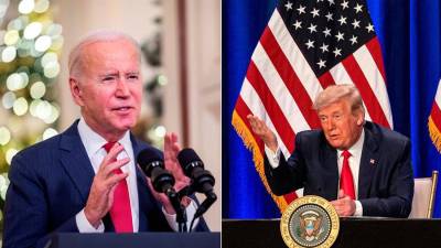 Combo de dos fotografías de archivo donde aparece el presidente de Estados Unidos, Joe Biden (izquierda), y el expresidente, Donald J. Trump (derecha).