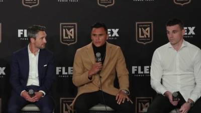 Denil Maldonado en su presentación con Los Angeles FC DE LA mls.