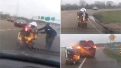 El momento más tenso se vivió cuando la anciana cruzó una avenida con el semáforo en rojo. Foto: Captura/ Youtube.