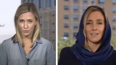 Las periodistas occidentales se vieron obligadas a cambiar su vestuario tras la llegada al poder del Talibán./Twitter.