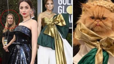 Desde Jason Momoa luciendo sus bíceps, las burlas al vestido de Jennifer López o el atuendo demasiado revelador de Salma Hayek. Estos son los mejores memes de los Globos de Oro 2020.