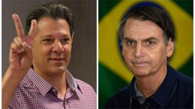 El izquierdista Fernando Haddad y el ultraderechista Jair Bolsonaro.