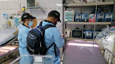 Este miércoles también se inspeccionó el hospital móvil que funciona en San Pedro Sula para pacientes de covid-19.