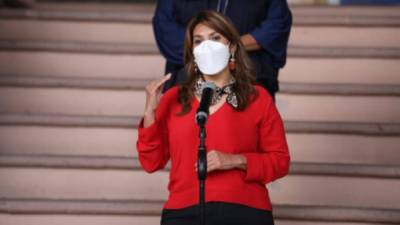 La ministra de Salud, Alba Consuelo Flores, durante la comparecencia.