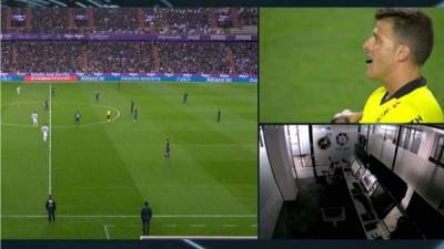Esta es la curiosa imagen que ofreció la retransmisión del partido Valladolid-Real Madrid tras anularle un gol al equipo local.