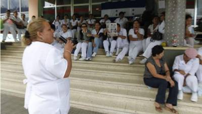 Protesta de enfermeras hondureñas en la zona norte. Foto de archivo.