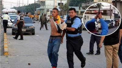 Aficionados del Real España se enfrentaron con la Policía de Puerto Cortés.