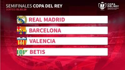 Se realizó el sorteo de las semifinales de la Copa del Rey y así han quedado definidos los duelos.