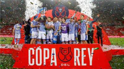 La Real Sociedad le ganó la final de la Copa del Rey al Athletic de Bilbao. Foto AFP