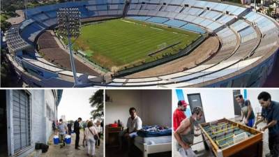 El emblemático estadio Centenario de Montevideo abrió sus puertas para albergar a personas sin hogar y con diferentes problemas físicos ante la amenaza del coronavirus en Uruguay. Fotos EFE